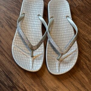 Silver Glitter Flip Flops